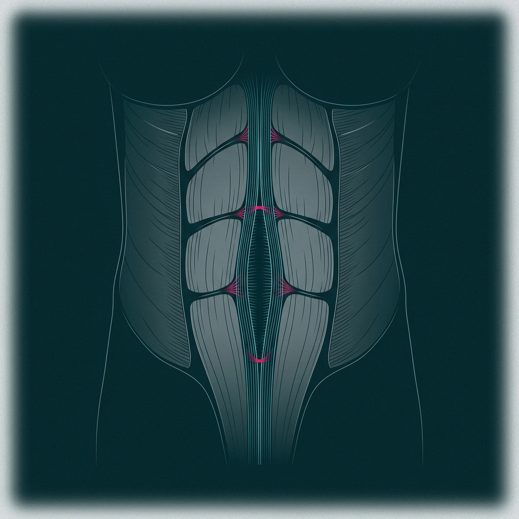 The linea alba as the central tension line of the abdominal wall