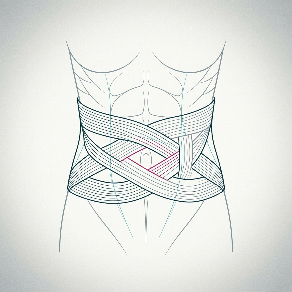 An abdominal compression garment supporting the wall after surgery