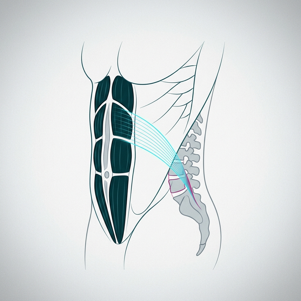 Common symptoms of diastasis recti along the abdomen and lower back